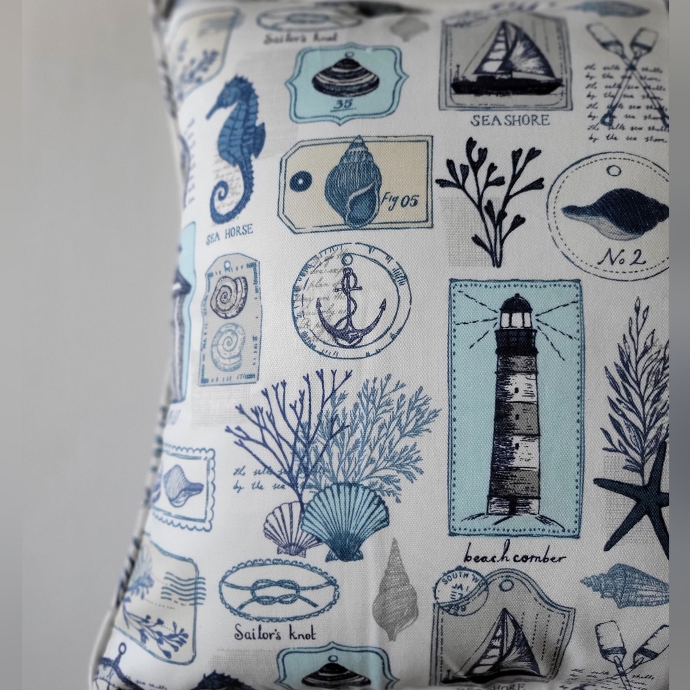 Coastal Pillow Cover, 18" x 18", 100% Cotton, MADE IN USA. - Picture 5 of 7